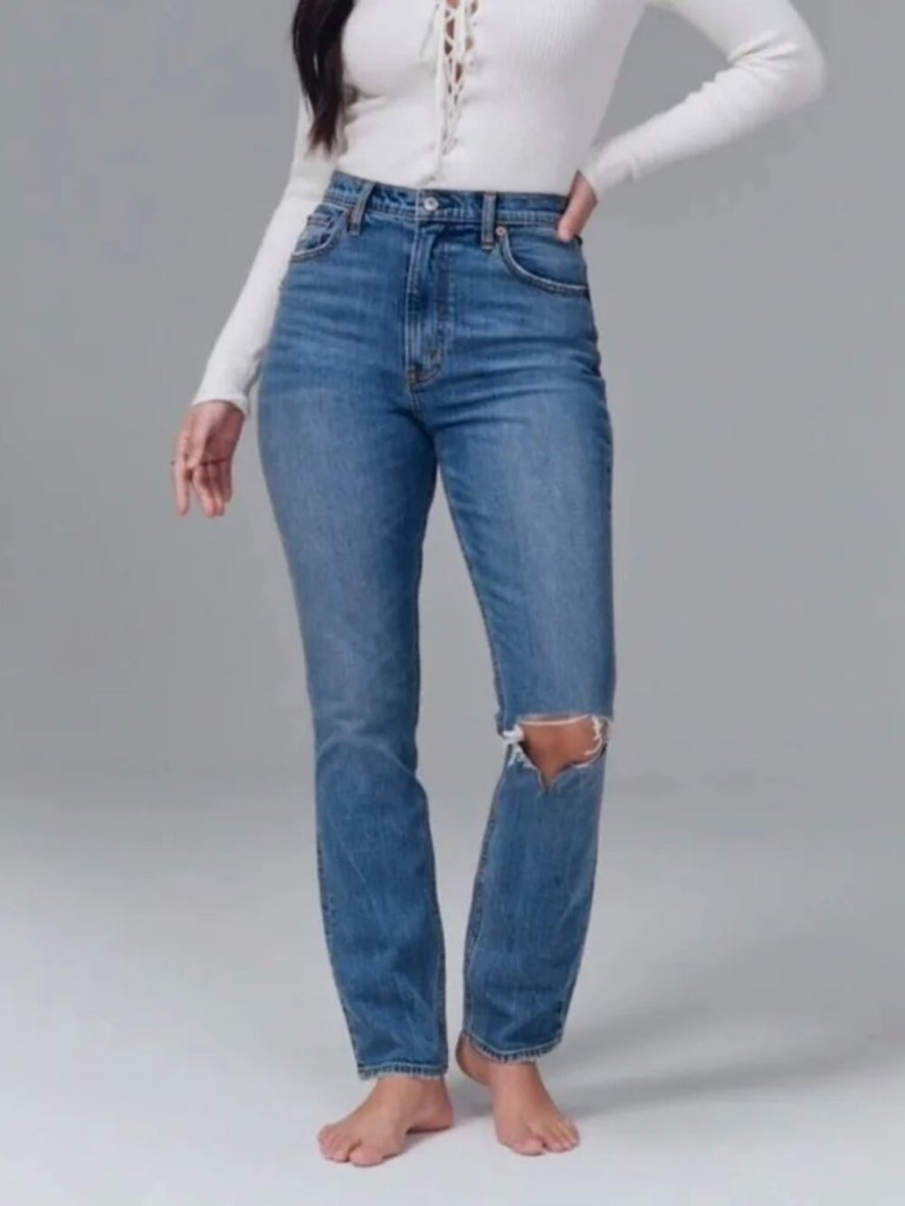 Abercrombie & Fitch The 90's Straight Ultra High Rise Jean Curve Love Size 28